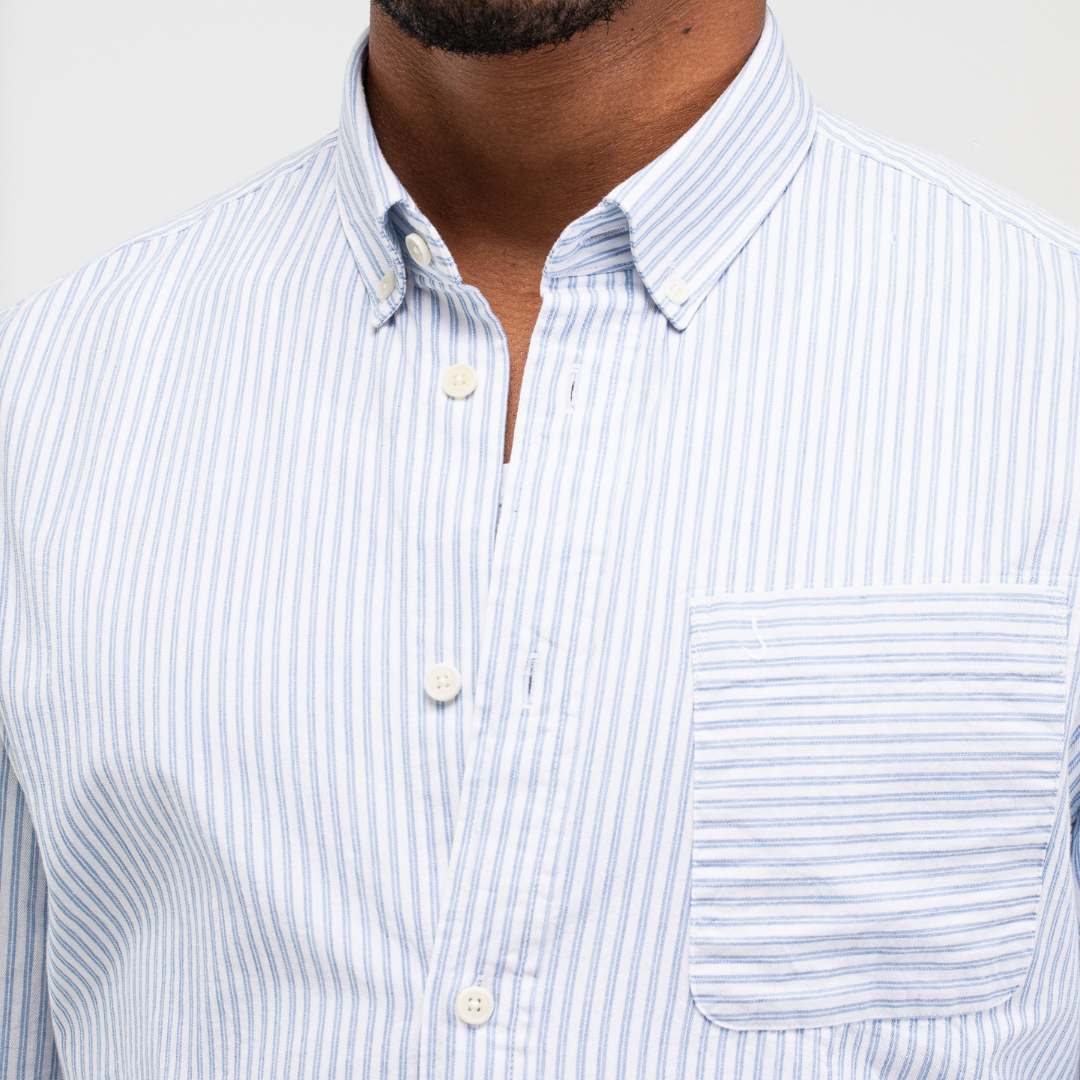 BUTCHER OF BLUE || AIDAN STRIPE SHIRT HORIZON BLUE