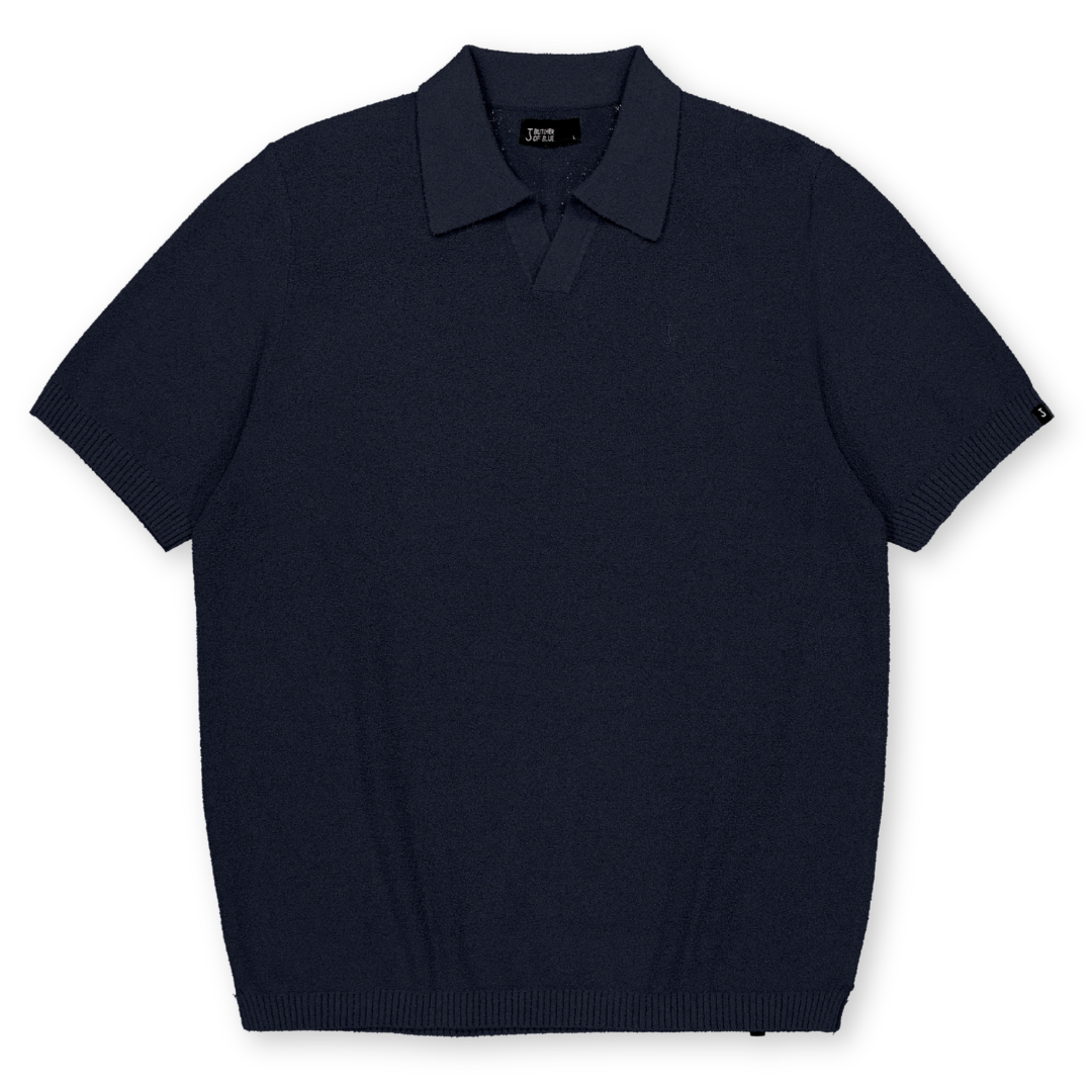 BUTCHER OF BLUE || BOUCLE KNIT POLO ALASKA BLUE