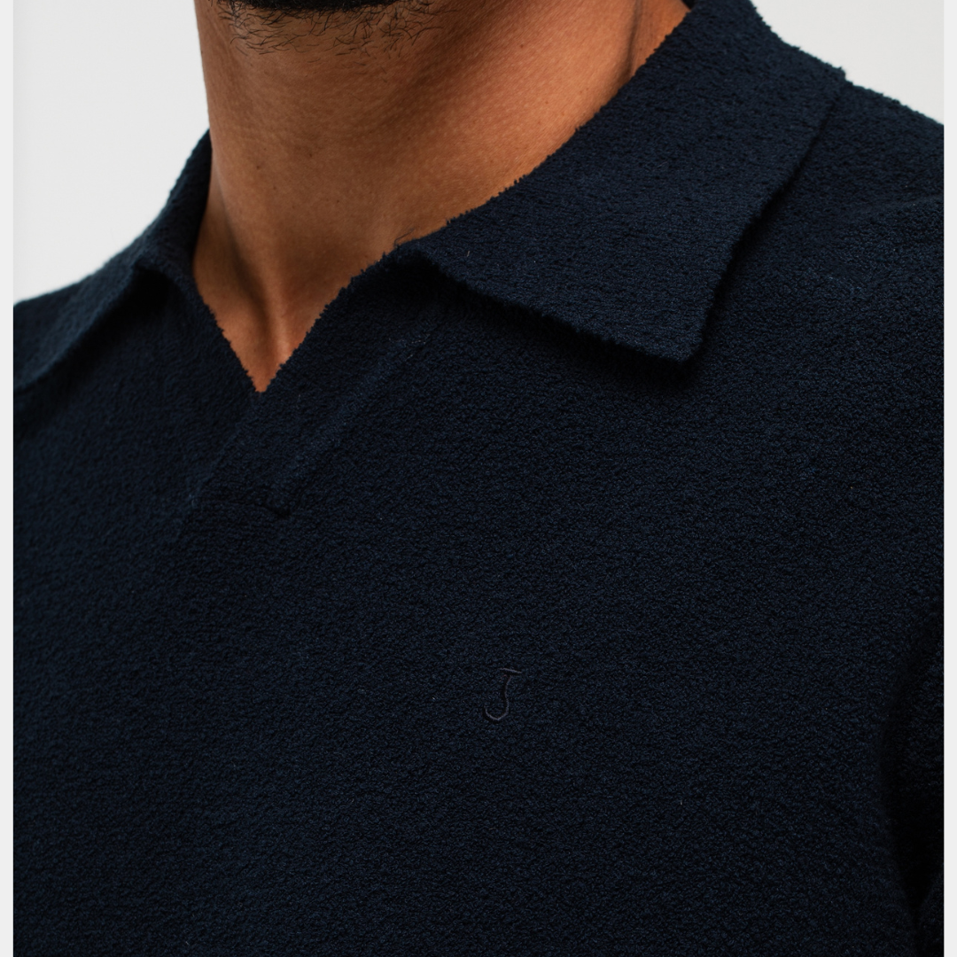 BUTCHER OF BLUE || BOUCLE KNIT POLO ALASKA BLUE