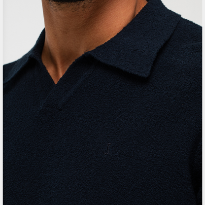BUTCHER OF BLUE || BOUCLE KNIT POLO ALASKA BLUE
