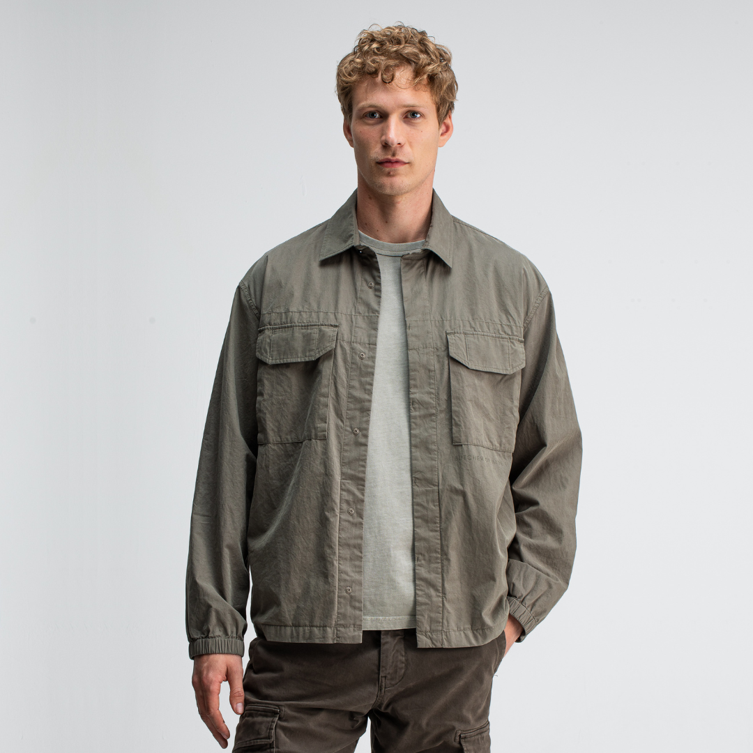 BUTCHER OF BLUE || DAN COTTON OVERSHIRT GRANITE GREEN