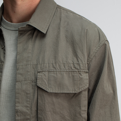 BUTCHER OF BLUE || DAN COTTON OVERSHIRT GRANITE GREEN