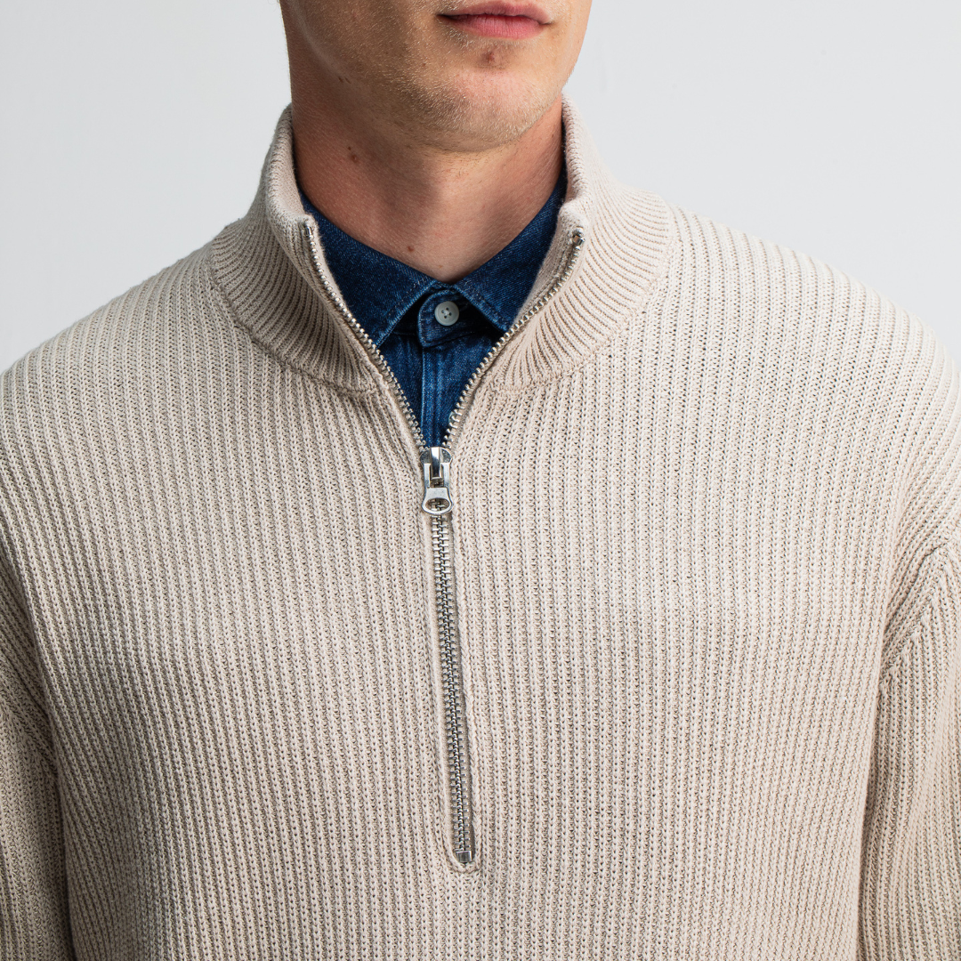 BUTCHER OF BLUE || GALWAY HALF ZIP LT. SAND