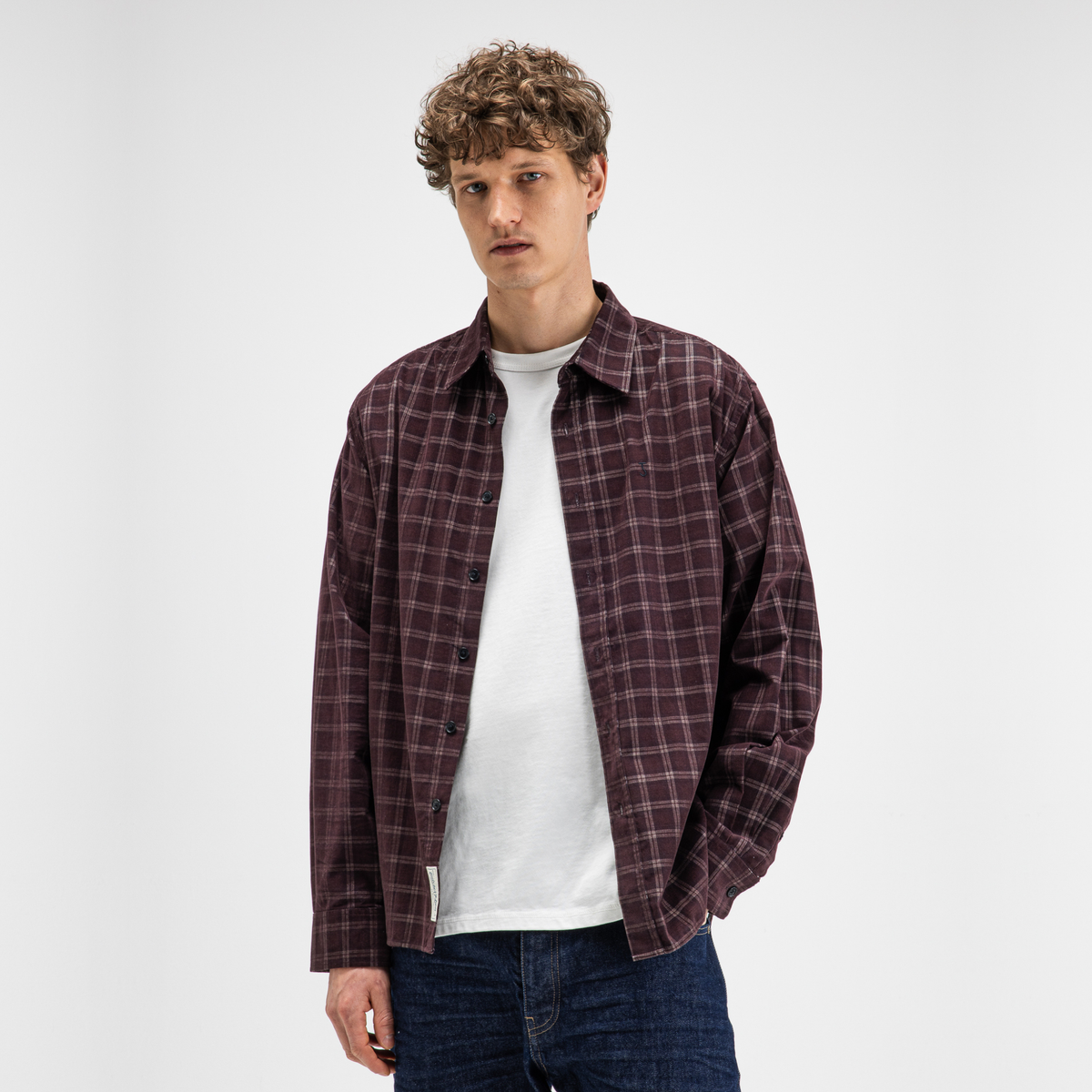 BUTCHER OF BLUE || JUDD CORD SMALL CHECK SHIRT PASCHA PURPLE