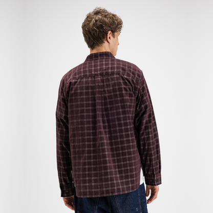 BUTCHER OF BLUE || JUDD CORD SMALL CHECK SHIRT PASCHA PURPLE