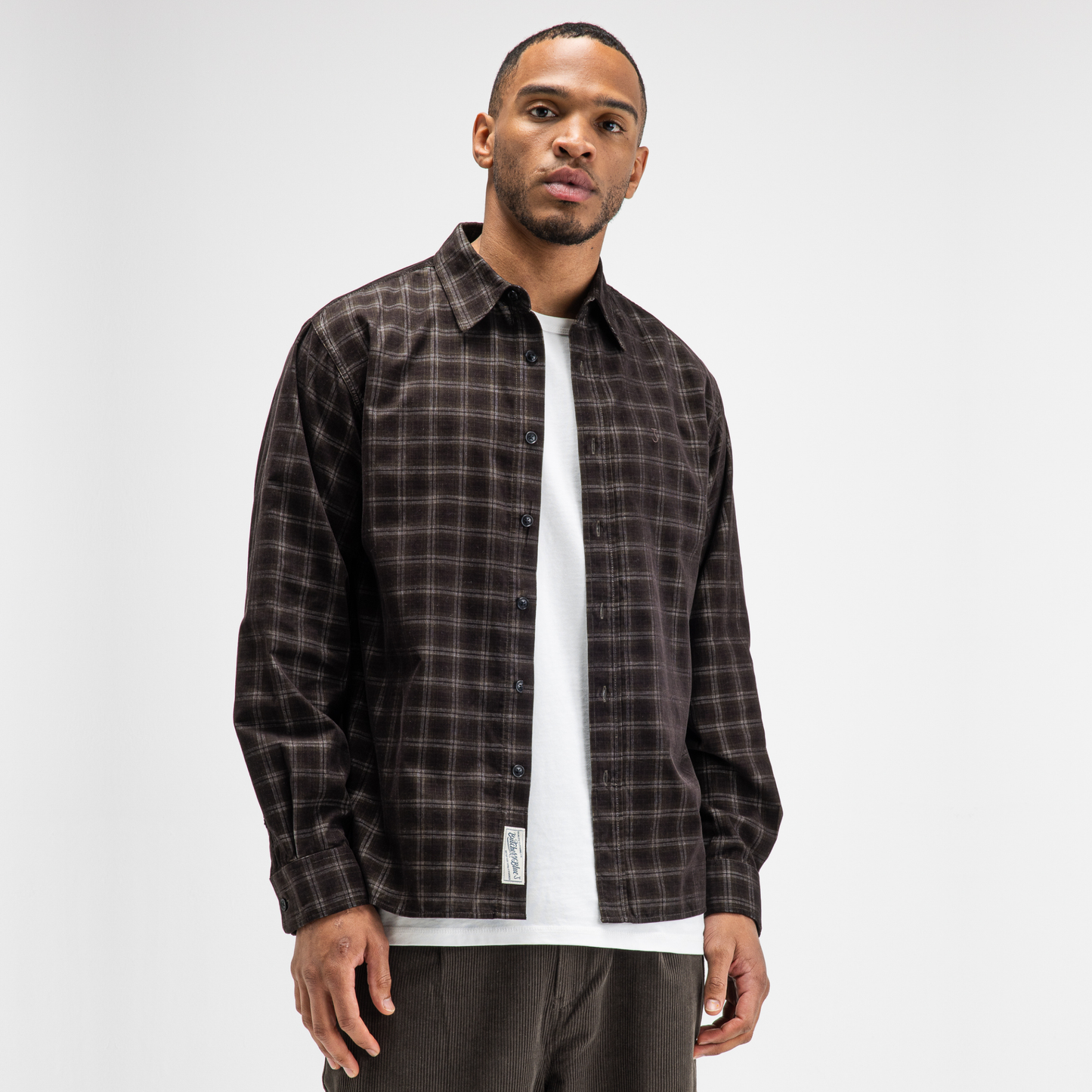 BUTCHER OF BLUE || JUDD CORD SMALL CHECK SHIRT TOPAZ BROWN