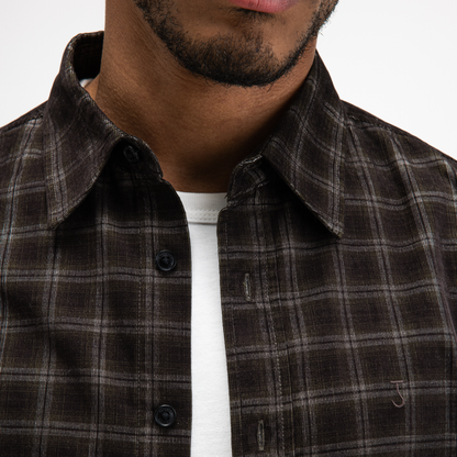 BUTCHER OF BLUE || JUDD CORD SMALL CHECK SHIRT TOPAZ BROWN