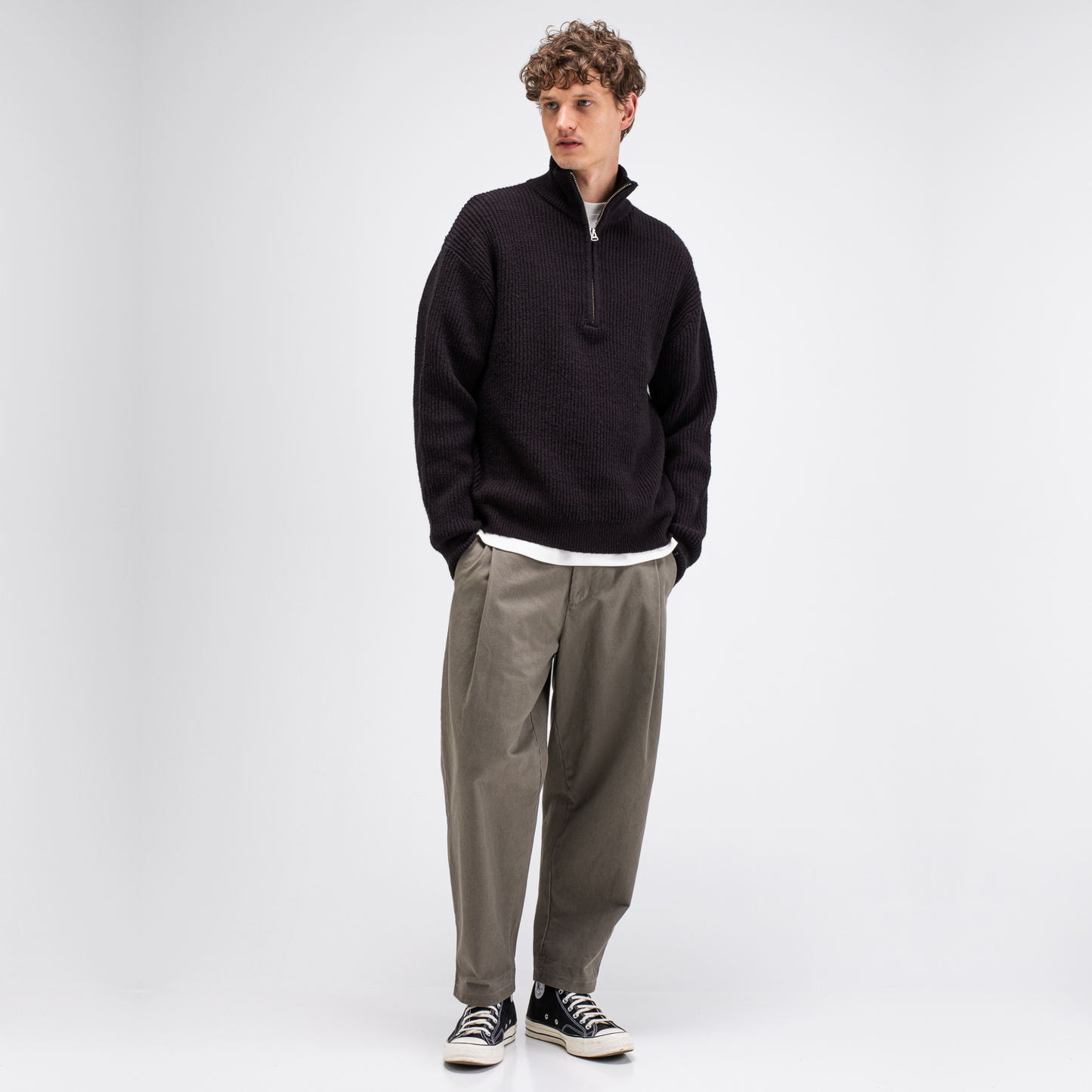 BUTCHER OF BLUE || MARKET HALF ZIP TOPAZ BROWN