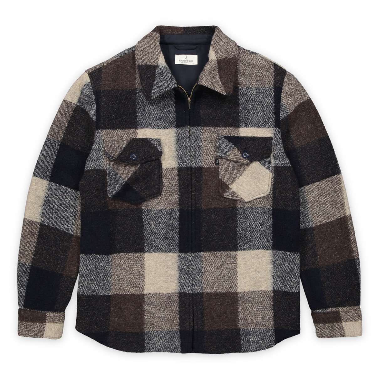 BUTCHER OF BLUE || MEN VANCE WOOL CHECK OVERSHIRT CHESTNUT BROWN