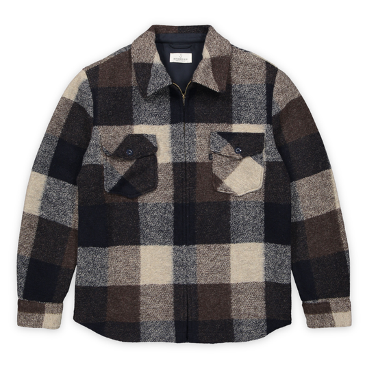 BUTCHER OF BLUE || MEN VANCE WOOL CHECK OVERSHIRT CHESTNUT BROWN