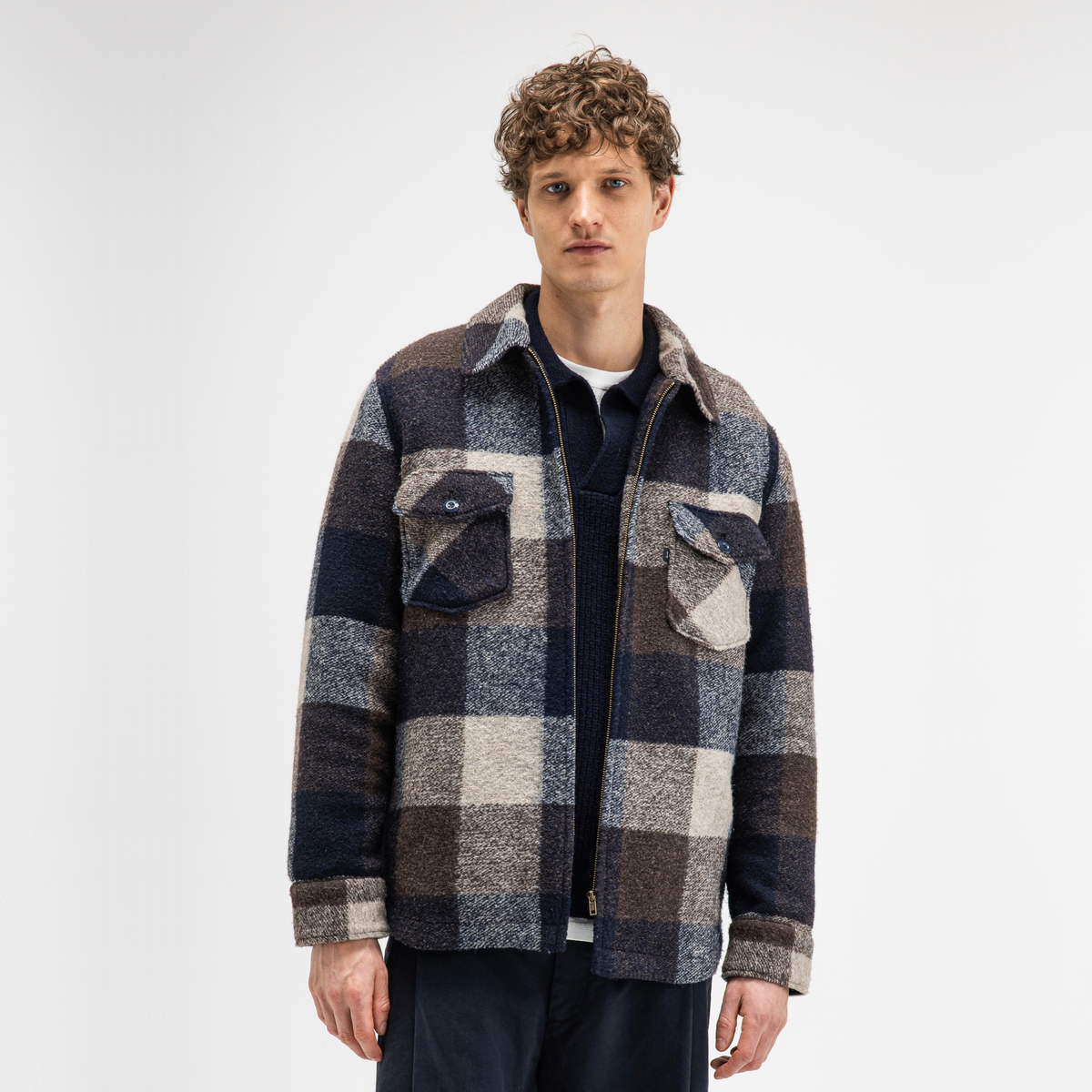 BUTCHER OF BLUE || MEN VANCE WOOL CHECK OVERSHIRT CHESTNUT BROWN