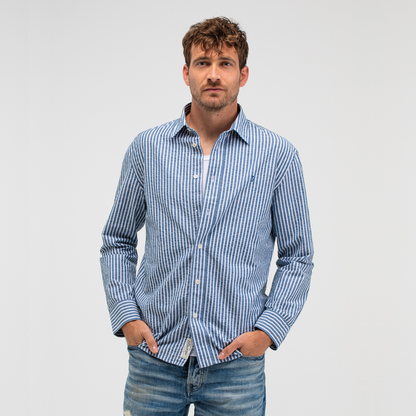 BUTCHER OF BLUE || NEALE STRIPE SHIRT ALASKA BLUE