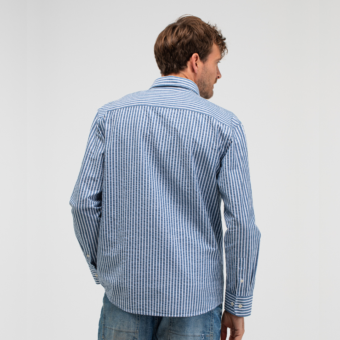 BUTCHER OF BLUE || NEALE STRIPE SHIRT ALASKA BLUE
