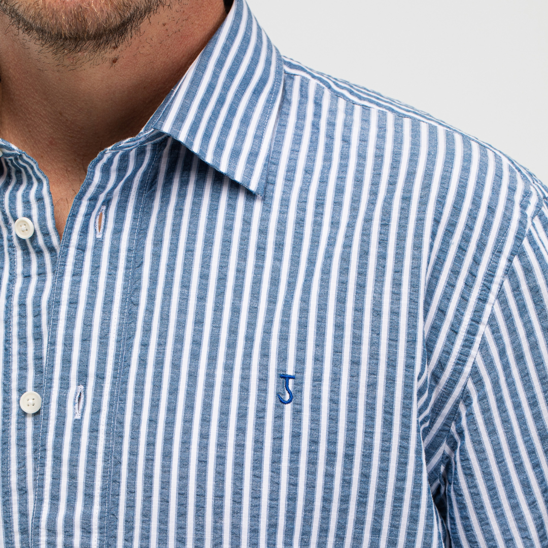 BUTCHER OF BLUE || NEALE STRIPE SHIRT ALASKA BLUE