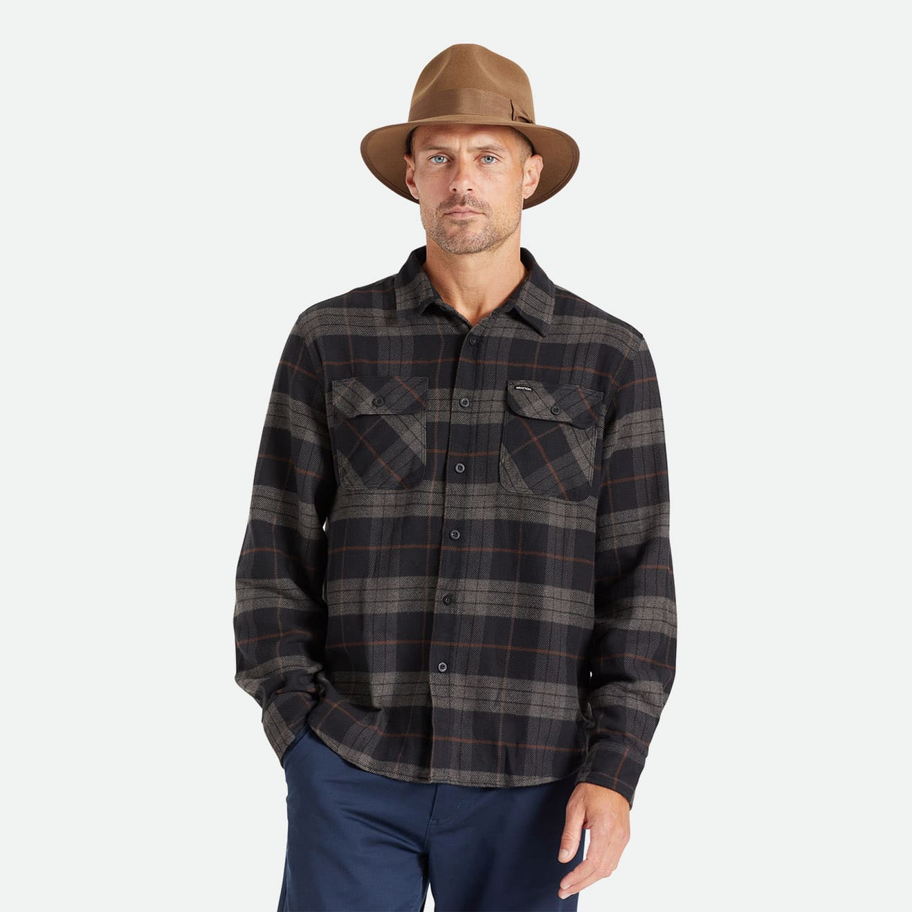 BRIXTON || BOWERY L/S FLANNEL BLACK/CHARCOAL