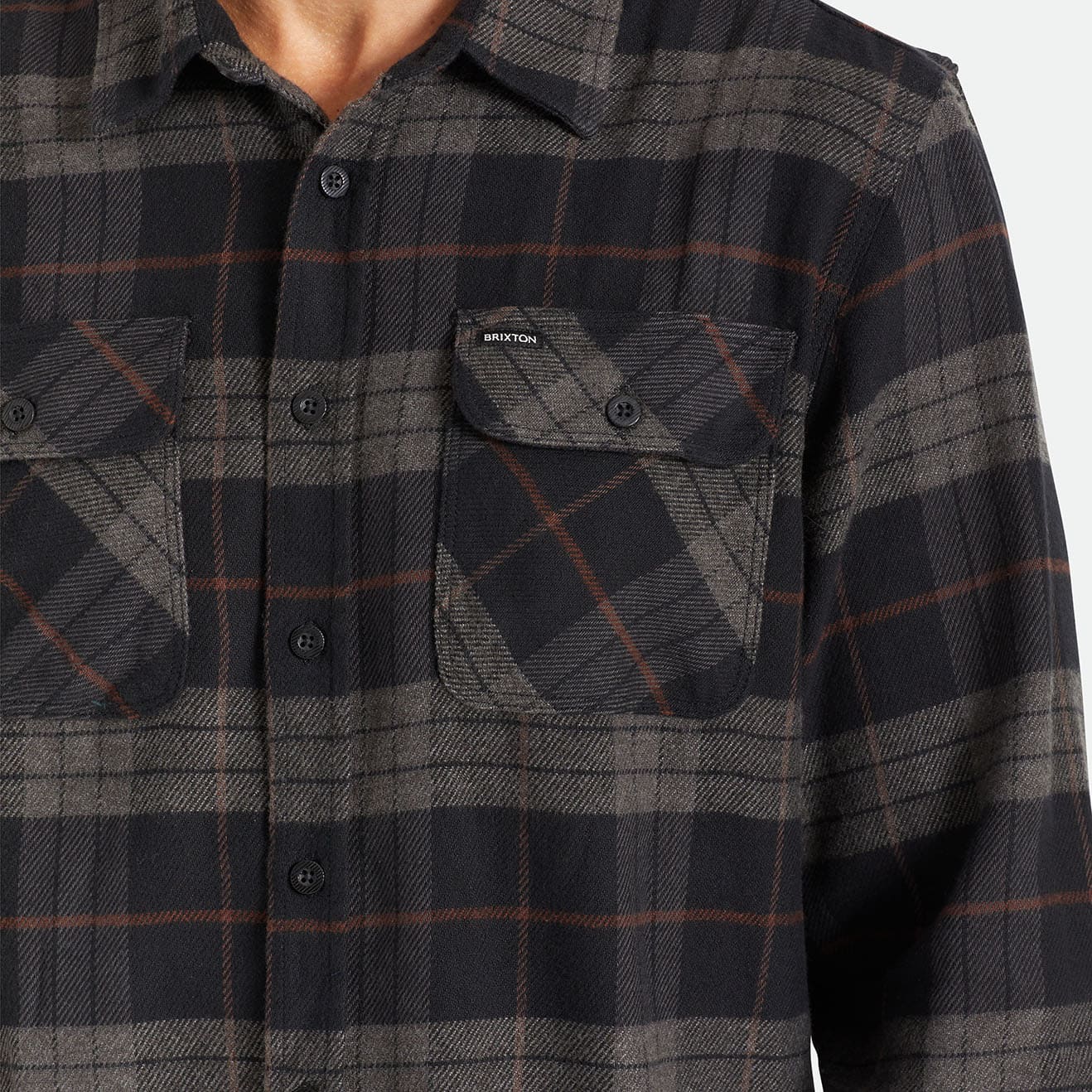 BRIXTON || BOWERY L/S FLANNEL BLACK/CHARCOAL