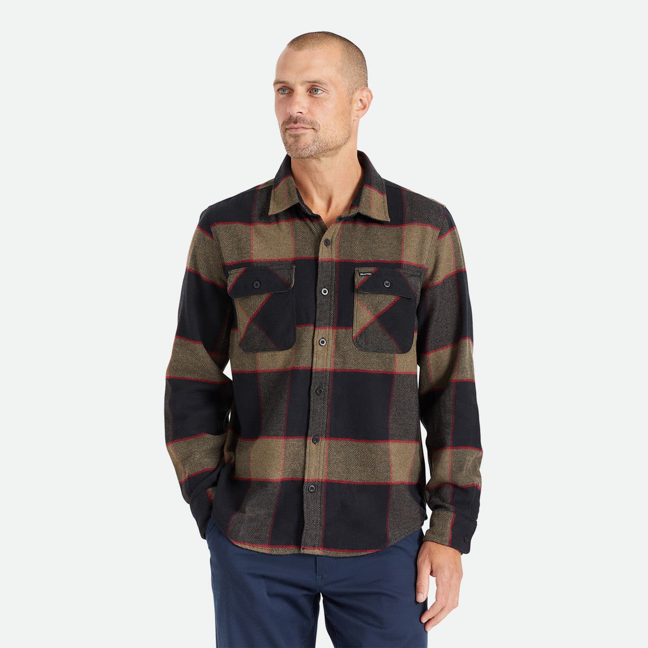 BRIXTON || BOWERY L/S FLANNEL HEATHER GREY/CHARCOAL