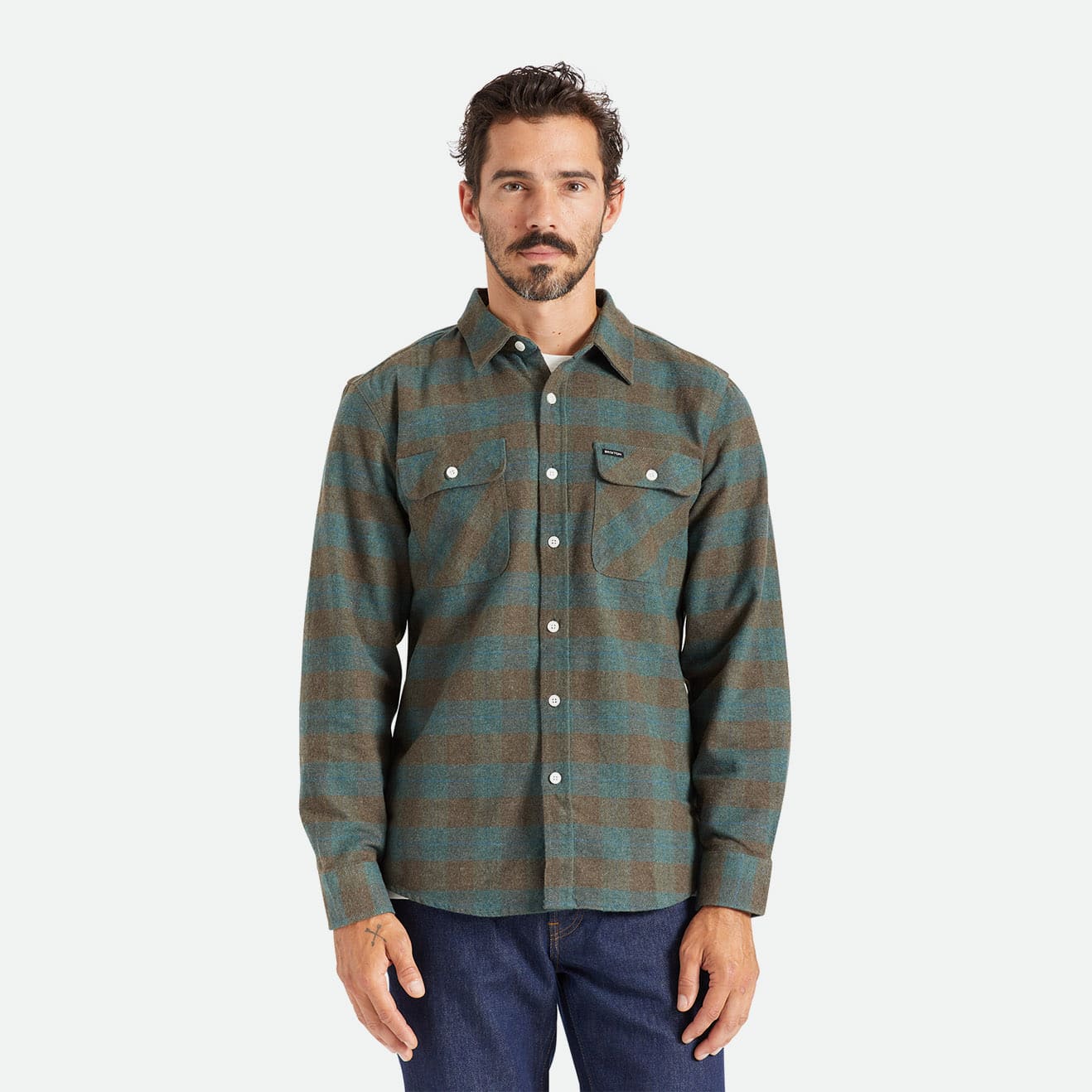 BRIXTON || BOWERY L/S FLANNEL OCEAN