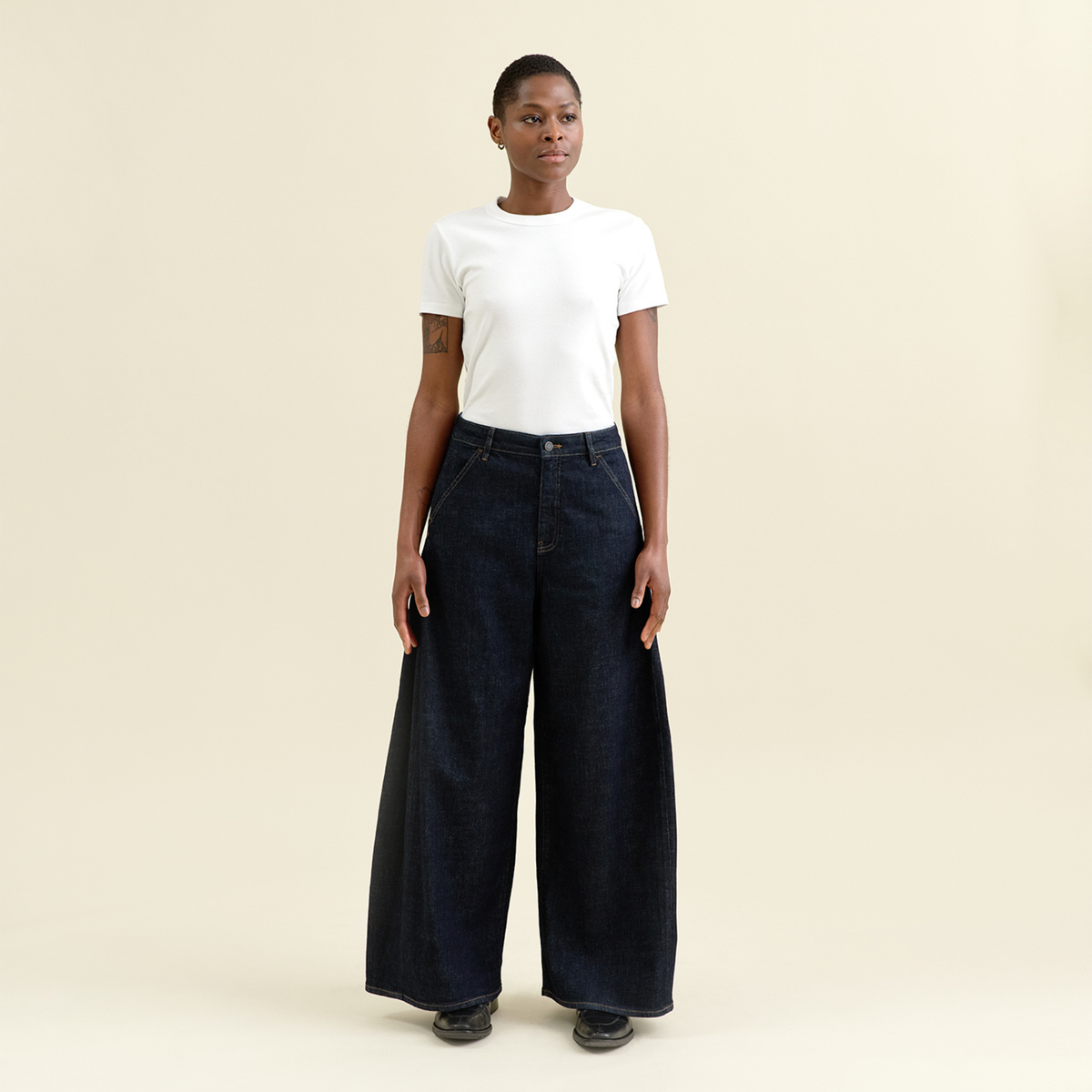 DAWN || BEAMER SUPER WIDE LEG RAW BLUE