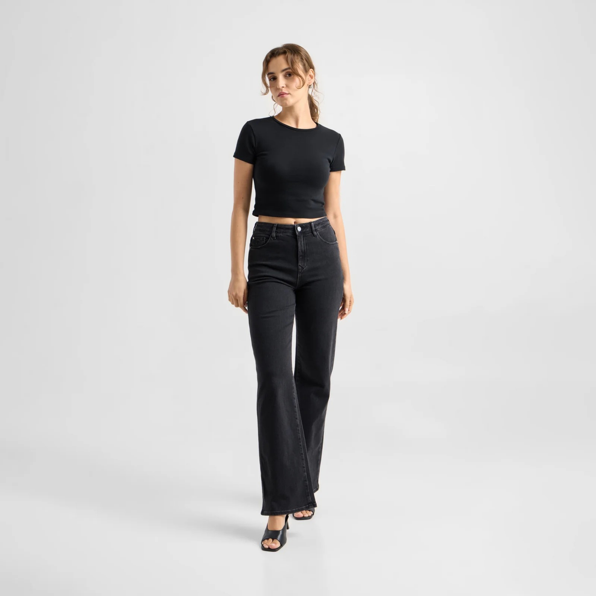 DAWN || DEW FLARED BLACK DENIM