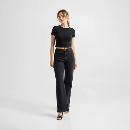 DAWN || DEW FLARED BLACK DENIM