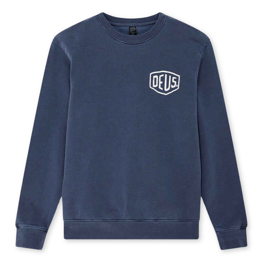 DEUS EX MACHINA || SHIELD GARMENT DYED CREW MECHANIC BLUE