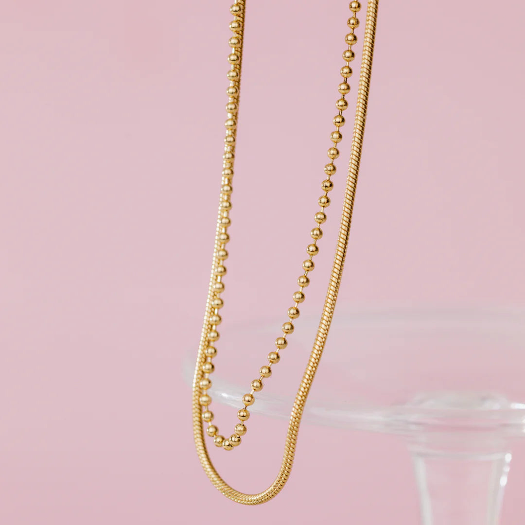 LUAMAYA || DUO BEADS NECKLACE GOLD