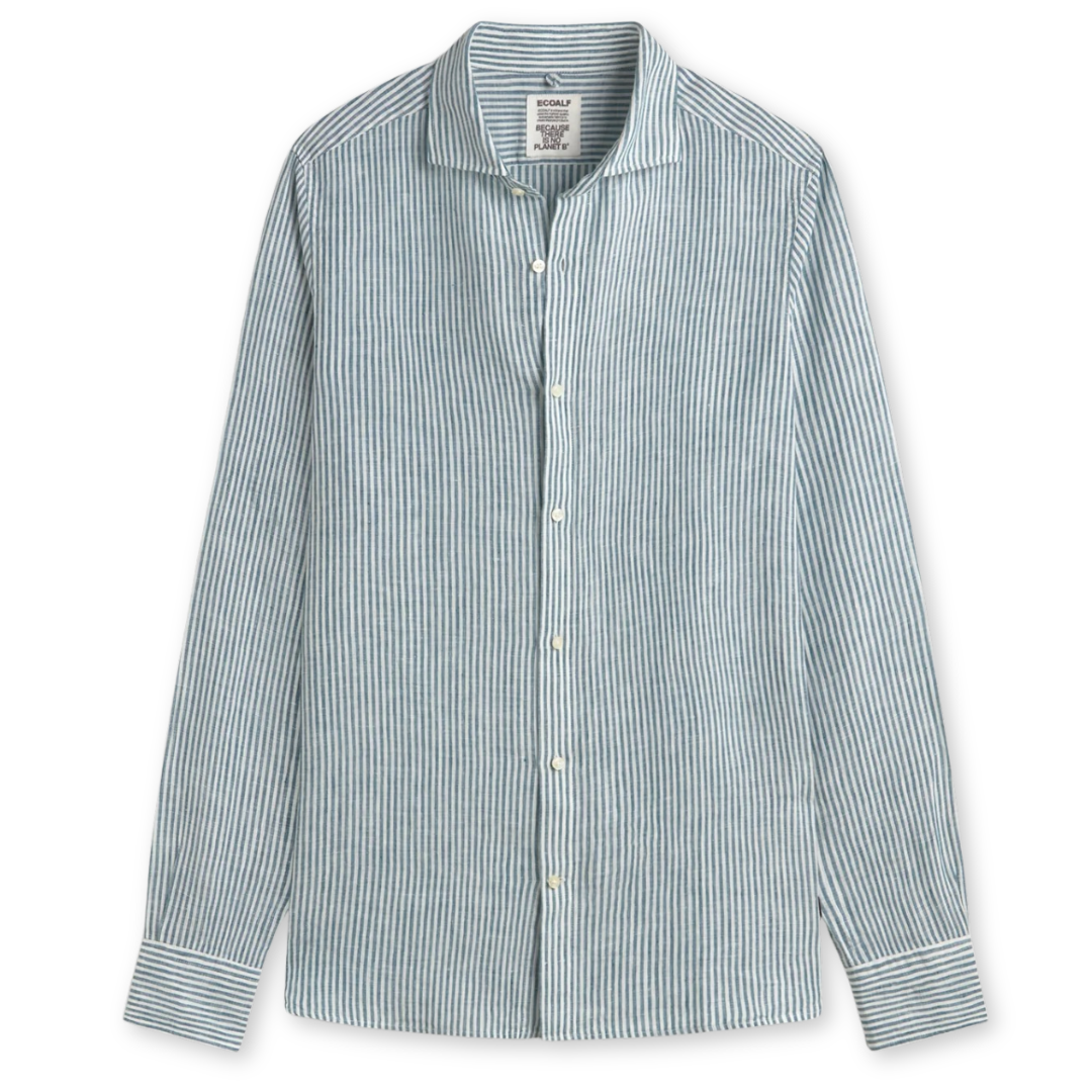 ECOALF || ALFREDO LINEN STRIPES SHIRT MAN GREEN