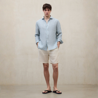 ECOALF || ALFREDO LINEN STRIPES SHIRT MAN GREEN