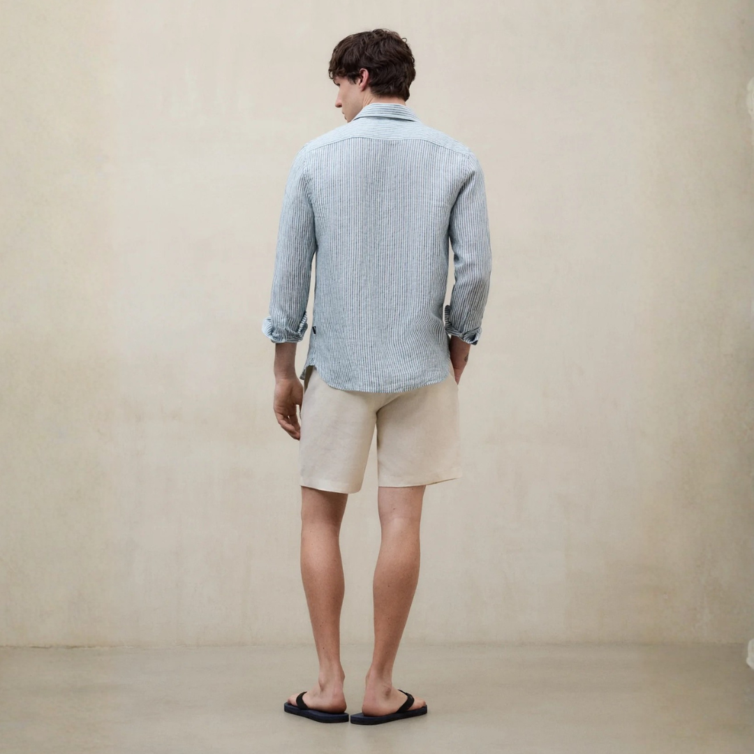 ECOALF || ALFREDO LINEN STRIPES SHIRT MAN GREEN