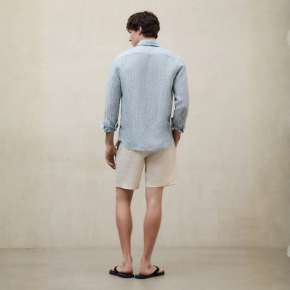 ECOALF || ALFREDO LINEN STRIPES SHIRT MAN GREEN