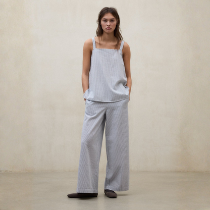 ECOALF || ARIA SHIRT WOMAN ECRU BLUE STRIPS