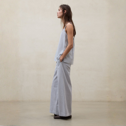 ECOALF || ARIA SHIRT WOMAN ECRU BLUE STRIPS