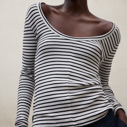 ECOALF || FARO LONG SLEEVE T-SHIRT WHITE BLACK STRIPE