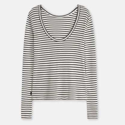 ECOALF || FARO LONG SLEEVE T-SHIRT WHITE BLACK STRIPE