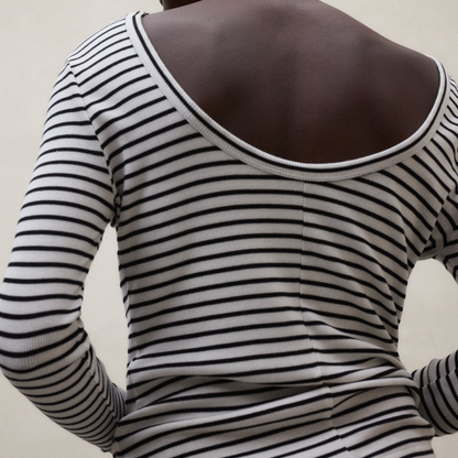 ECOALF || FARO LONG SLEEVE T-SHIRT WHITE BLACK STRIPE