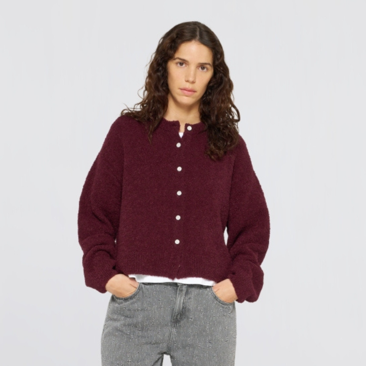 EDWIN || ALLY CARDIGAN BURGUNDY GARMENT WASHED