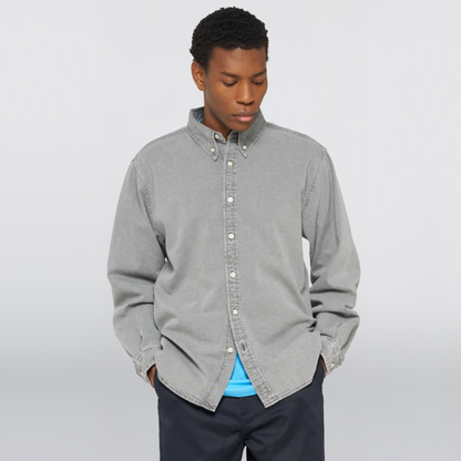 EDWIN || ARLO SHIRT LS BLACK HEAVY BLEACH WASH