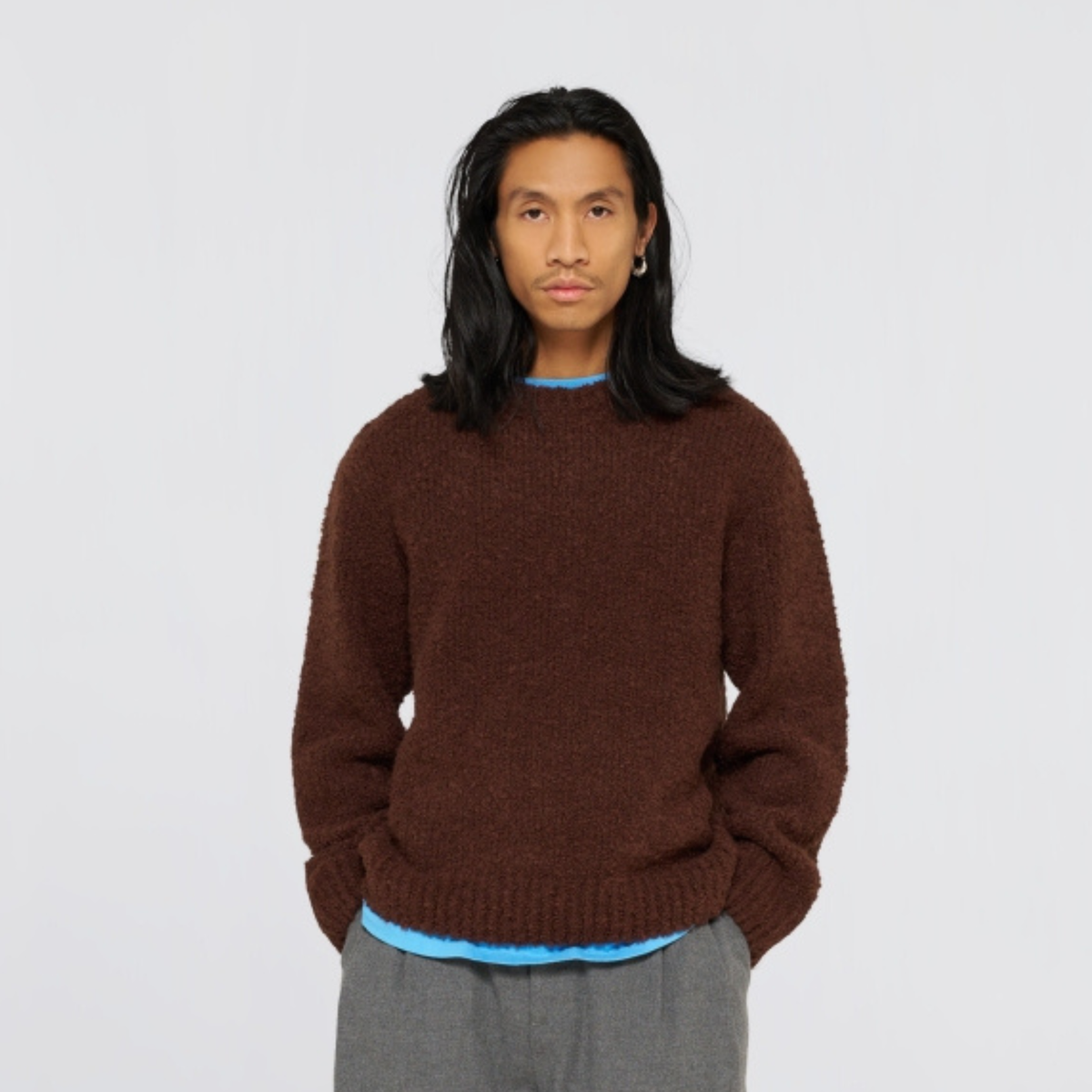 EDWIN || DUN TEXTURED SWEATER RUM RAISIN GARMENT WASHED