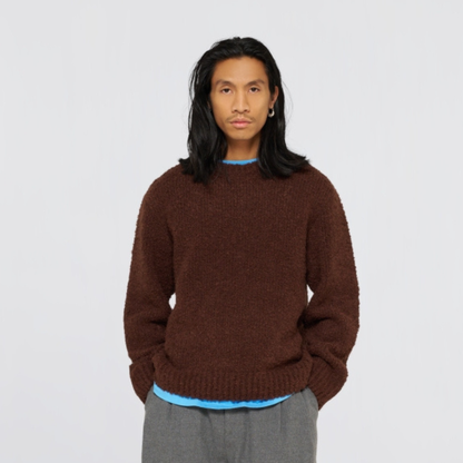 EDWIN || DUN TEXTURED SWEATER RUM RAISIN GARMENT WASHED
