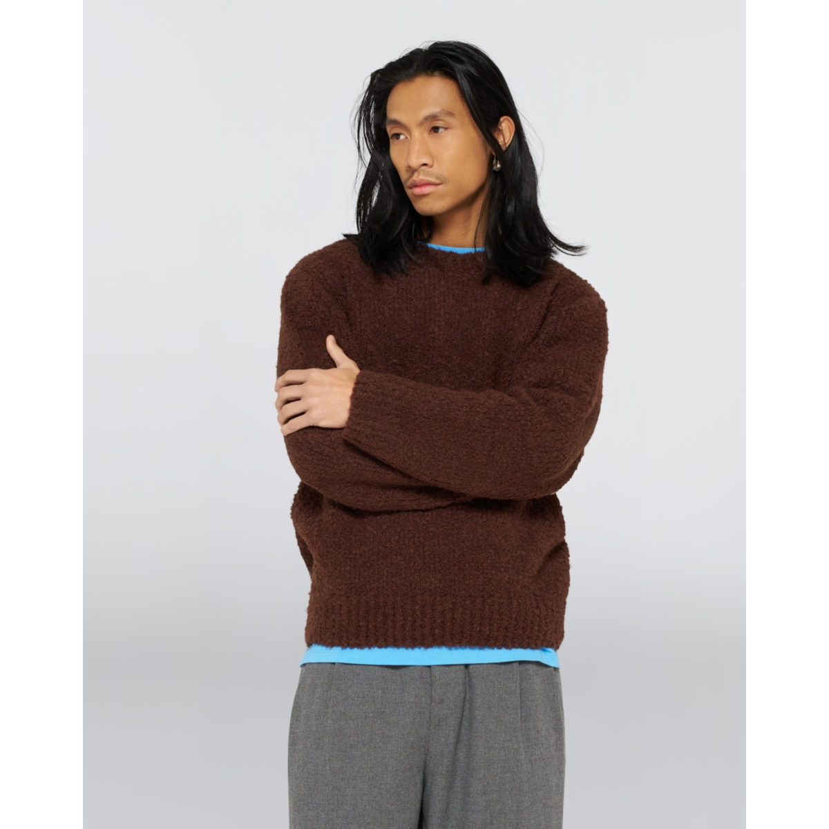 EDWIN || DUN TEXTURED SWEATER RUM RAISIN GARMENT WASHED