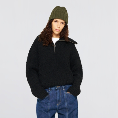 EDWIN || W' NEVA SWEATER BLACK GARMENT WASHED