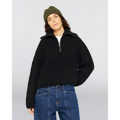 EDWIN || W' NEVA SWEATER BLACK GARMENT WASHED