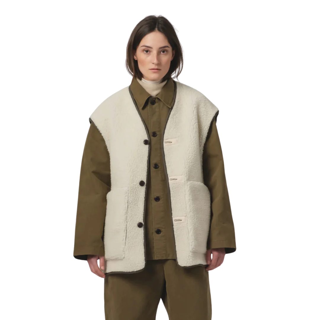 GIRLS OF DUST || RIDGE VEST Fossil Green/Off White