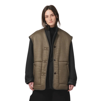 GIRLS OF DUST || RIDGE VEST Fossil Green/Off White