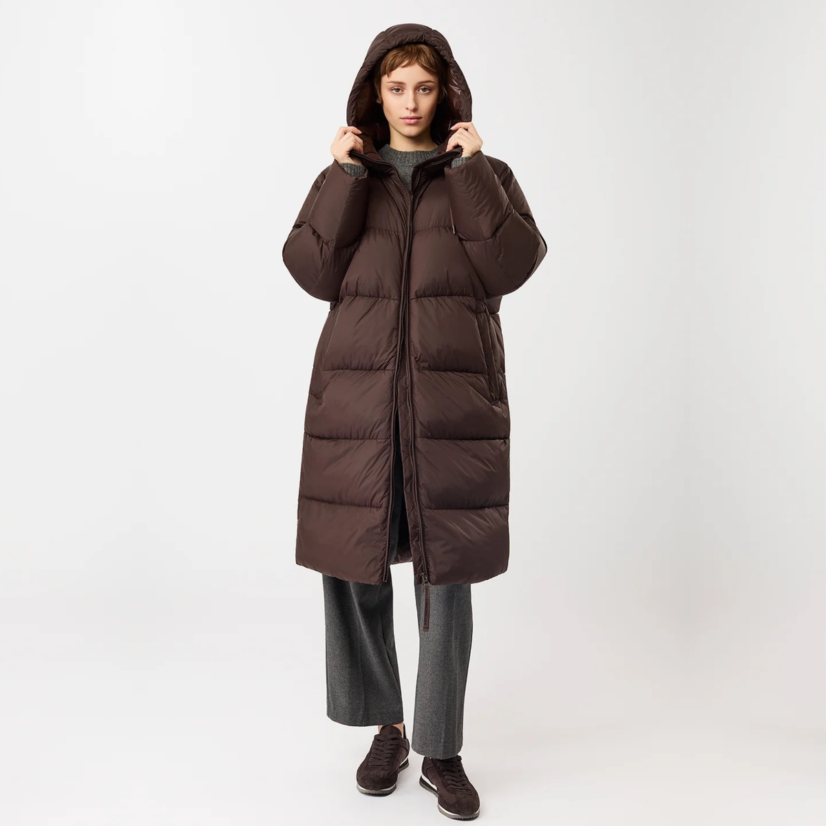 LANGER CHEN || LGHTWEIGHT MANTEL GESTEPPT COFFEE