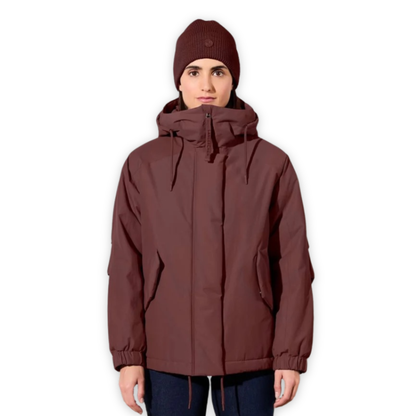 LANGER CHEN || WATTIERTER  KURZPARKA BURGUNDY