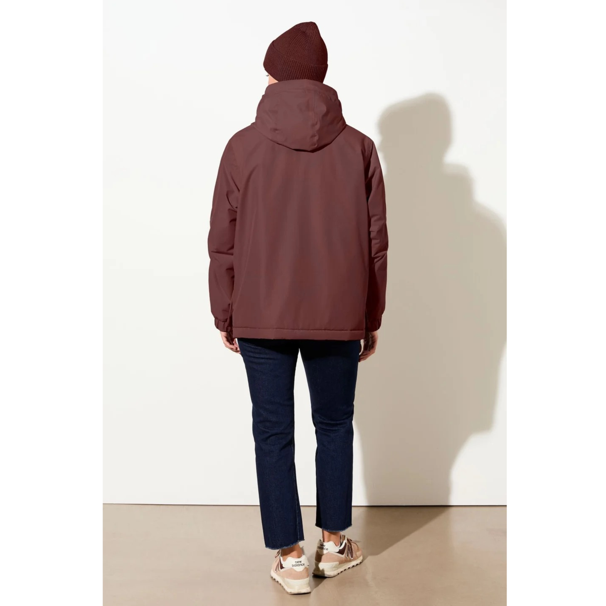 LANGER CHEN || WATTIERTER  KURZPARKA BURGUNDY