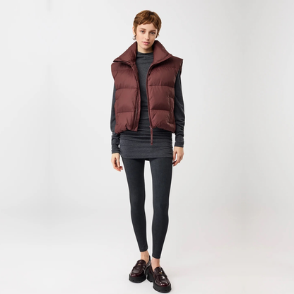 LANGER CHEN || WATTIERTE WESTE GESTEPPT BURGUNDY