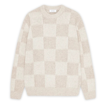 LES DEUX || CHECK KNIT EGGNOG WHITE MEN